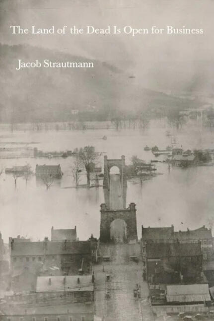 The Land of the Dead Is Open for Business book of poems. The book cover of The Land of the Dead Is Open For Business, a book of poems by Jacob Strautmann, features one of the earliest photos of Wheeling, WV, during a flooding of Wheeling Island.